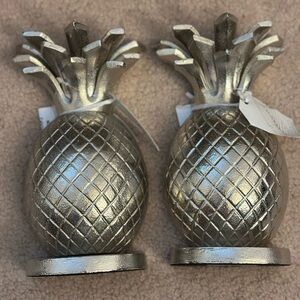 Silver Pineapple Bookends - Brand New
